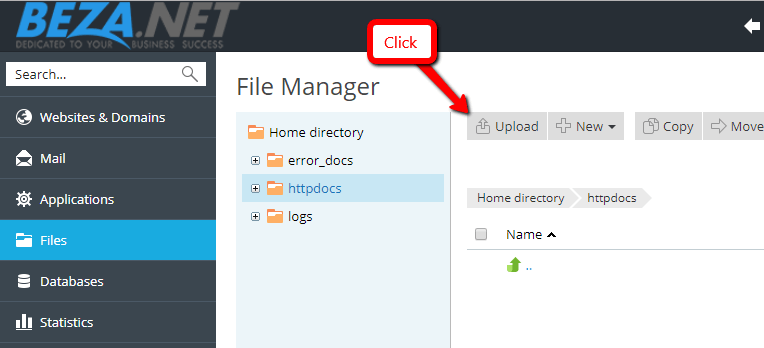 BEZA.NET web hosting file manager step 3