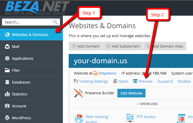 Preview your website prior to DNS change