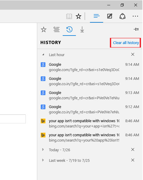 Microsoft Edge Clear Browsing Data