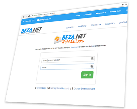 BEZA.NET WebMail Pro Login Page
