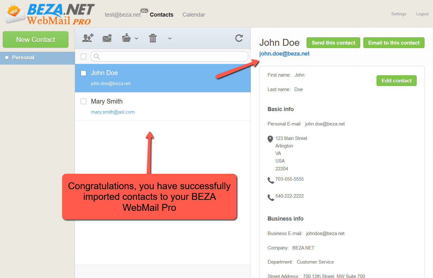 Step 4 of Importing Contacts to WebMail Pro