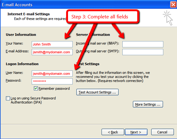 email setup for outlook 2010